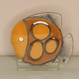 Ryba szklana pomarańczowa  w kółka mała