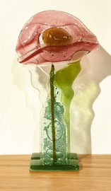 KWIAT szklany mak różowy