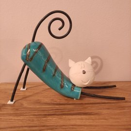 KOT ceramiczny zakręcony turkusowy