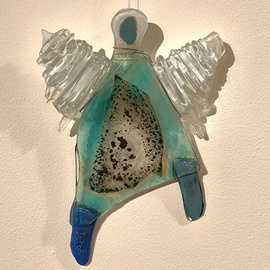 ANIOŁ szklany turkusowy wiszący ŁośDESIGN