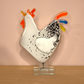 KOGUT szklany średni biały