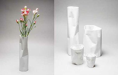 Wazon POGIĘTY wysoki biały