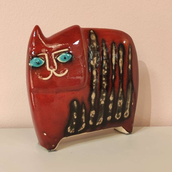 KOT ceramiczny czerwony w paski