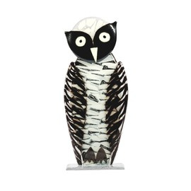 SOWA szklana biało-czarna duża