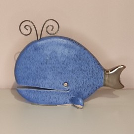 WIELORYB niebieski mat ceramiczny duży
