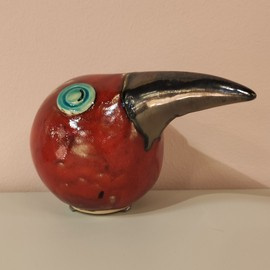 Ptak DZIOBAK ceramiczny czerwony B