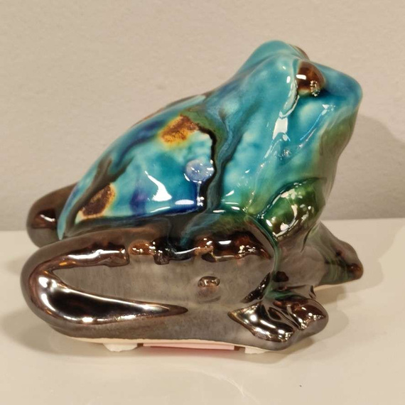 ŻABA ceramiczna turkusowa-metaliczna