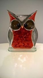 SOWA szklana duża czerwona