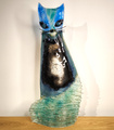KOT szklany niebiesko-turkusowy duży