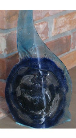 KOT szklany siedzący niebieski ŁośDESIGN