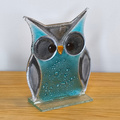 SOWA szklana mała turkusowa