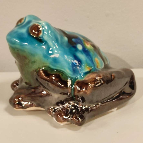 ŻABA ceramiczna turkusowa-metaliczna