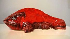 KAMELEON ceramiczny duży czerwony