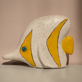 RYBA ceramiczna Paletka kremowo-żółta średnia