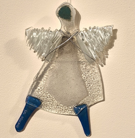 ANIOŁ szklany niebieskie nogi wiszący ŁośDESIGN