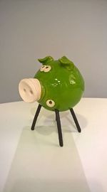 Świńka ceramiczna zielona