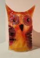 SOWA szklana pomarańczowo- czerwona