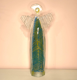 ANIOŁ szklany zielono-niebieski  ŁośDESIGN