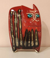 KOT ceramiczny czerwony w paski wysoki