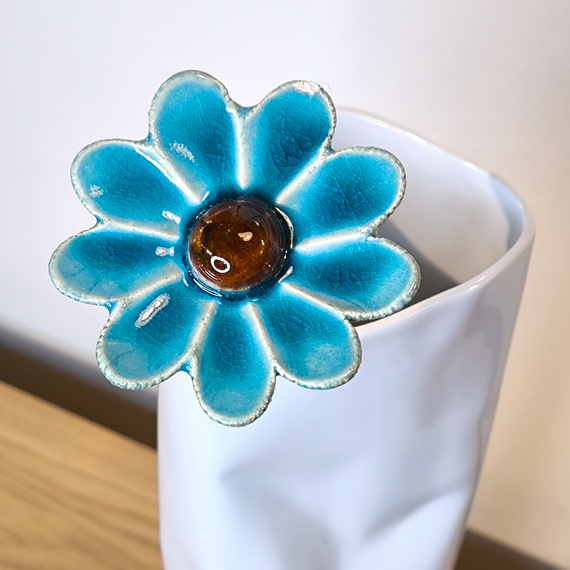 KWIAT ceramiczny turkusowy duży