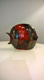 RYBA ceramiczna Paletka w pasy czerwona mała