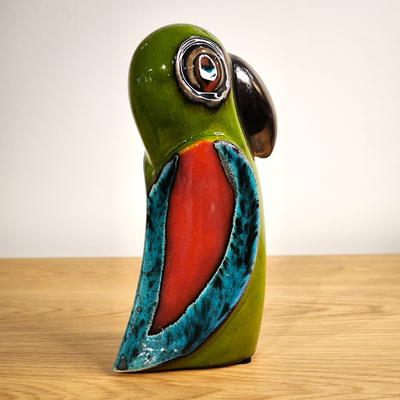 Papuga ceramiczna zielona mała