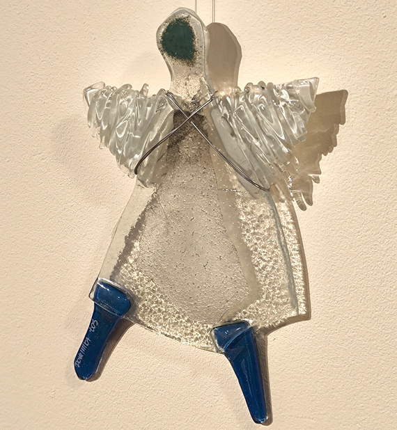 ANIOŁ szklany niebieskie nogi wiszący ŁośDESIGN