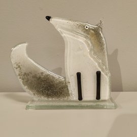 LISEK szklany szaro-biały