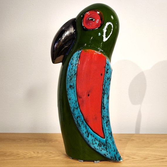 Papuga ceramiczna zielona duża