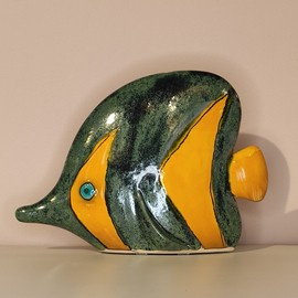 RYBA ceramiczna Paletka turkusowo-żółta średnia