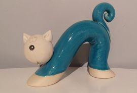 KOT ceramiczny przeciągający się turkusowy
