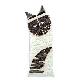 KOT szklany biało-czarny mały