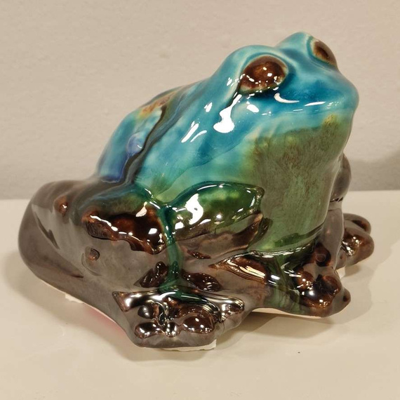ŻABA ceramiczna turkusowa-metaliczna
