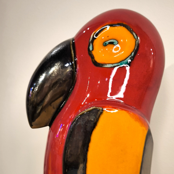 Papuga ceramiczna czerwona duża