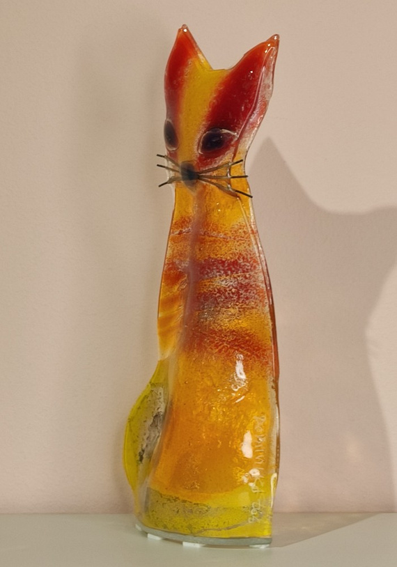 KOT szklany siedzący pomarańczowy ŁośDESIGN