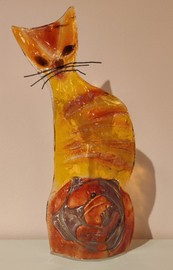 KOT szklany pomarańczowo-czerwony średni