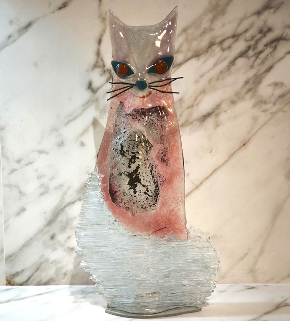 KOT szklany różowy średni