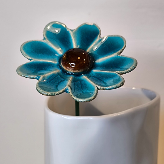 KWIAT ceramiczny turkusowy duży