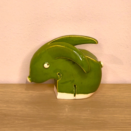 Zając ceramiczny zielony