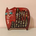 KOT ceramiczny czerwony w paski