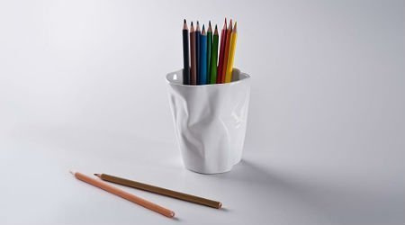 kubek POGIĘTY duży biały