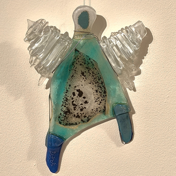 ANIOŁ szklany turkusowy wiszący ŁośDESIGN