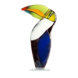 TUKAN szklany duży zielony dziób