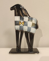 KOŃ szklany mały szachownica biało-czarny
