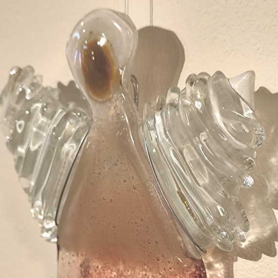 ANIOŁ szklany różowy wiszący ŁośDESIGN