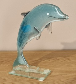 Delfin szklany niebieski