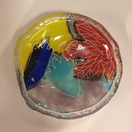 MISECZKA szklana z motywem roślinnym 4