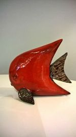 Rybka ceramiczna Skalar czerwona duża