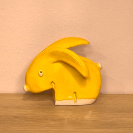 Zając ceramiczny żółty