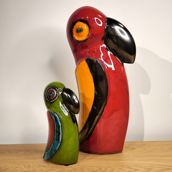 Papuga ceramiczna czerwona duża